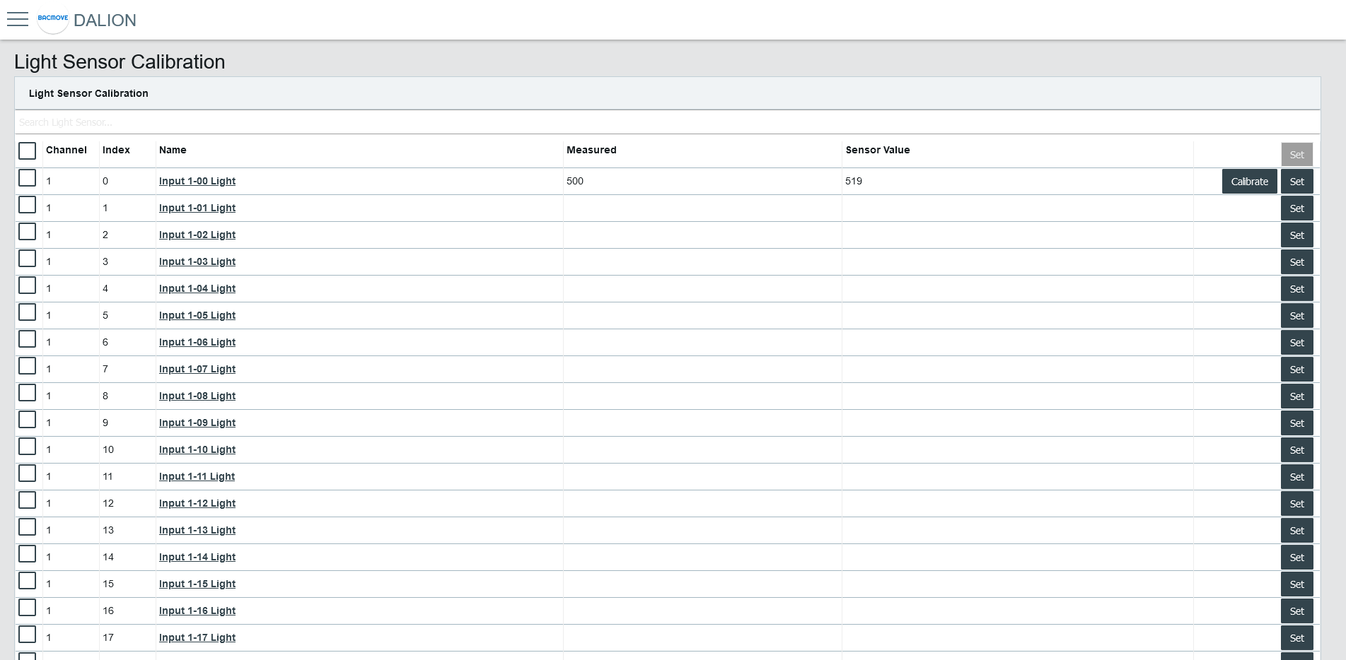 DALI Inputs - Light Sensor Calibration